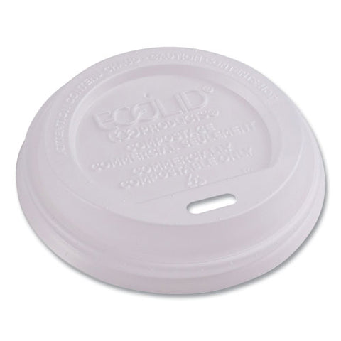 Ecolid Renewable/compostable Hot Cup Lids, Fits 8 Oz Hot Cups, Plastic, White, 50/packs, 16 Packs/carton
