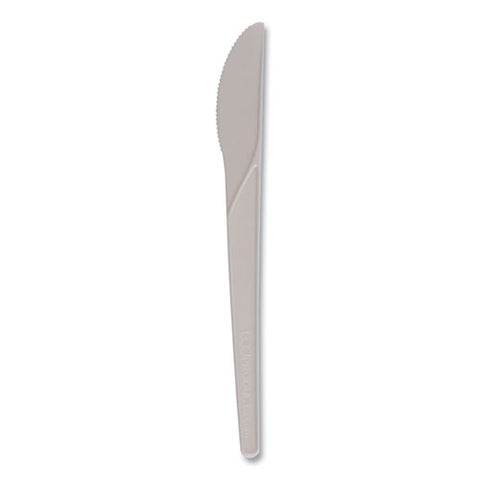 Plantware Compostable Cutlery, Knife, Plastic, White, 1,000/carton
