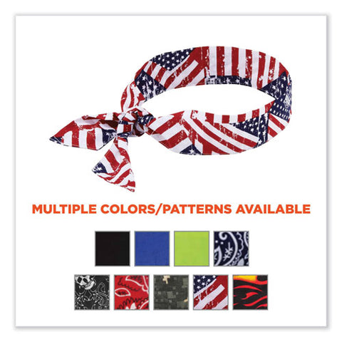 Chill-its 6700 Cooling Bandana Polymer Tie Headband, One Size Fits Most, Stars And Stripes