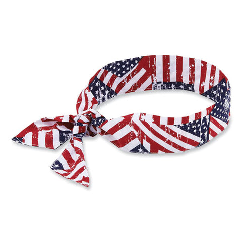 Chill-its 6700 Cooling Bandana Polymer Tie Headband, One Size Fits Most, Stars And Stripes