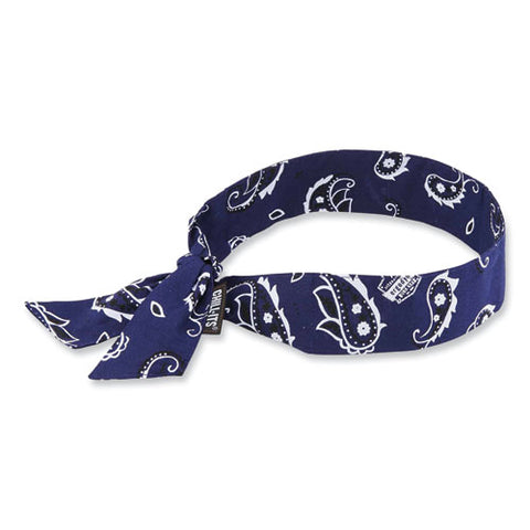 Chill-its 6700 Cooling Bandana Polymer Tie Headband, One Size Fits Most, Navy Western