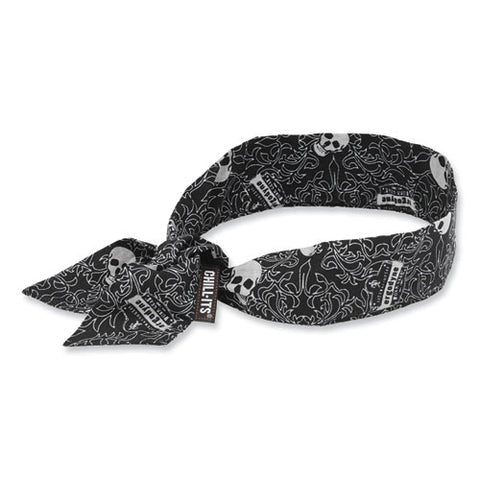 Chill-its 6700 Cooling Bandana Polymer Tie Headband, One Size Fits Most, Skulls