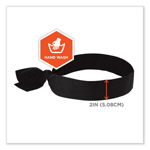 Chill-its 6700 Cooling Bandana Polymer Tie Headband, One Size Fits Most, Black