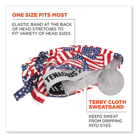 Chill-its 6615 High-performance Bandana Doo Rag With Terry Cloth Sweatband, One Size Fits Most, Stars And Stripes