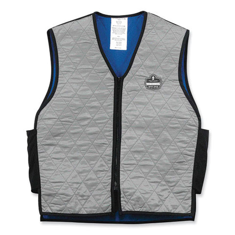 Chill-its 6665 Embedded Polymer Cooling Vest With Zipper, Nylon/polymer, Large, Gray