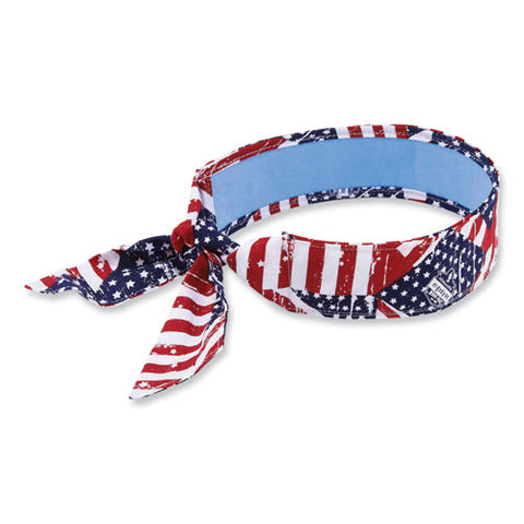 Chill-its 6700ct Cooling Bandana Pva Tie Headband, One Size Fits Most, Stars And Stripes