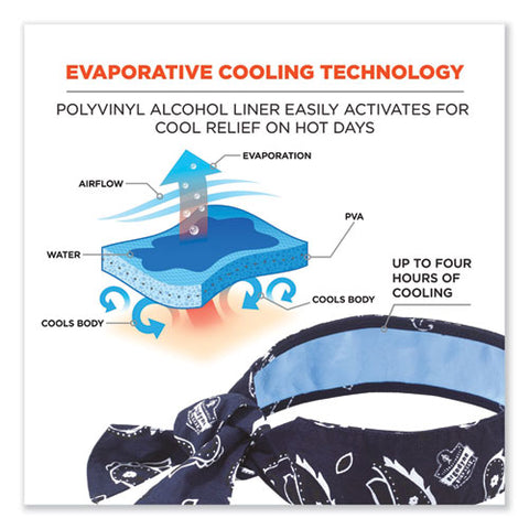 Chill-its 6700ct Cooling Bandana Pva Tie Headband, One Size Fits Most, Navy Western