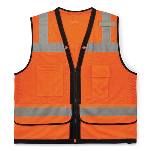 Glowear 8253hdz Class 2 Heavy-duty Mesh Surveyors Vest, Polyester, Small/medium, Orange
