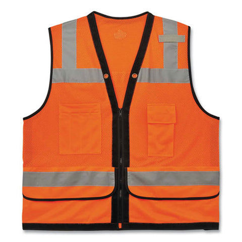 Glowear 8253hdz Class 2 Heavy-duty Mesh Surveyors Vest, Polyester, 2x-large/3x-large, Orange