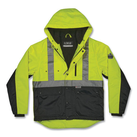 Glowear 8275 Class 2 Heavy-duty Hi-vis Workwear Sherpa Lined Jacket, X-large, Lime