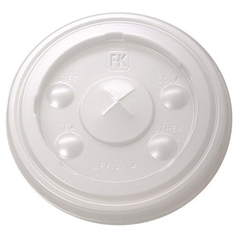 Kal-clear/nexclear Drink Cup Lids, Flat, X-style Straw Slot, Fits 12 Oz To 14 Oz Cold Cups, Plastic, Translucent, 1,000/ct
