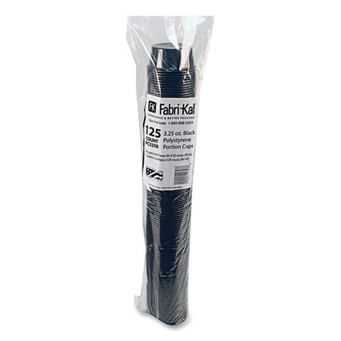 Portion Cups, 3.25 Oz, Plastic, Black, 125/sleeve, 20 Sleeves/carton
