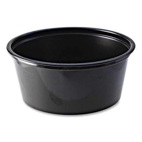Portion Cups, 3.25 Oz, Plastic, Black, 125/sleeve, 20 Sleeves/carton
