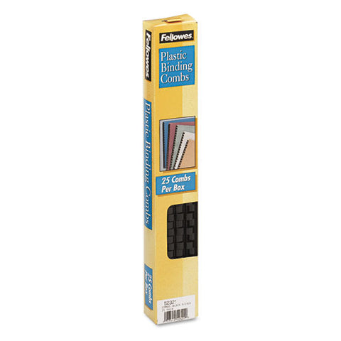 Plastic Comb Bindings For 11 X 8.5 Documents, 19 Rings, 0.31" (40-sheet) Capacity, Black, 25/pack