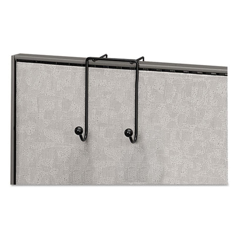 Partition Additions Wire Double-garment Hook, 4 X 5.13 X 6, Over-the Panel Mount, Black