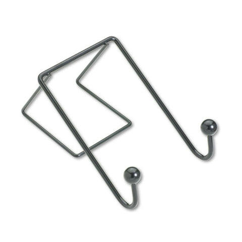 Partition Additions Wire Double-garment Hook, 4 X 5.13 X 6, Over-the Panel Mount, Black