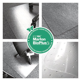 Ecotex Marlon Bioplus Polycarbonate Chair Mat For Low To Medium Pile Carpeted Floors, Rectangular, 35" X 47", Clear