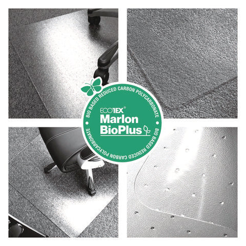 Ecotex Marlon Bioplus Polycarbonate Chair Mat For Low To Medium Pile Carpeted Floors, Rectangular, 35" X 47", Clear