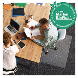 Ecotex Marlon Bioplus Polycarbonate Chair Mat For Low To Medium Pile Carpeted Floors, Rectangular, 45" X 53", Clear
