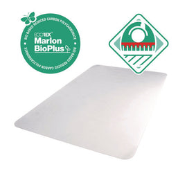 Ecotex Marlon Bioplus Polycarbonate Chair Mat For Low To Medium Pile Carpeted Floors, Rectangular, 46" X 60", Clear