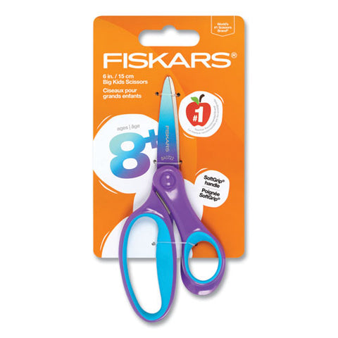 Big Kid Ombre Scissors, Pointed Tip, 7.5" Long, 3.5" Cut Length, Straight Purple/turquoise Handle