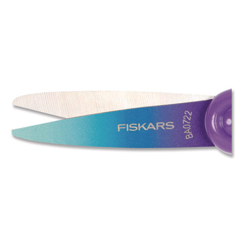 Big Kid Ombre Scissors, Pointed Tip, 7.5" Long, 3.5" Cut Length, Straight Purple/turquoise Handle