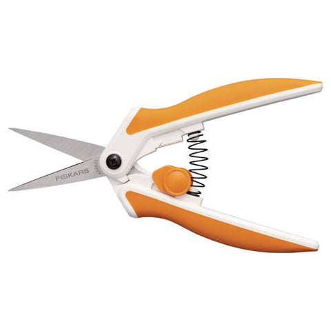 Micro-tip Easy Action Scissors, 6.1" Long, 1.75" Cut Length, Orange/white Handle