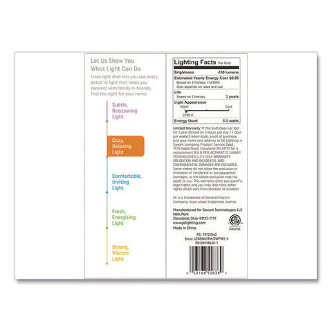 Classic Led Sw Non-dim A19 Light Bulb, 5.5 W, Soft White, 4/pack