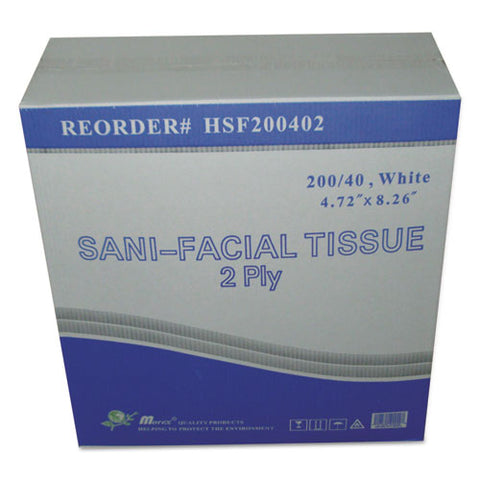Sani Facial Tissue, 2-ply, White, 40 Sheets/box, 5 Boxes/carton