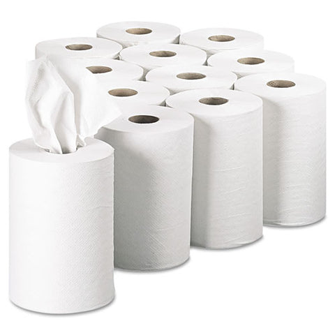 Pacific Blue Basic Recycled Paper Towel Roll, 1-ply, 7.88" X 350 Ft, White, 12 Rolls/carton