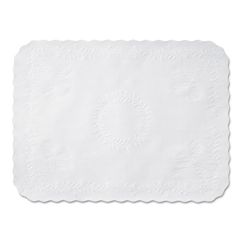 Scalloped Edge Traymat, Anniversary Embossed Surface, 19" X 14", White, 1,000/carton