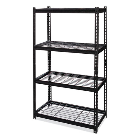 Iron Horse 2300 Wire Deck Shelving, Four-shelf, 36w X 18d X 60h, Black