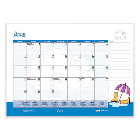 Recycled Desk Pad Calendar, Illustrated Seasons Artwork, 22 X 17, Black Binding/corners,12-month (jan To Dec): 2026
