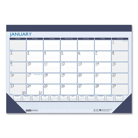 Recycled Contempo Desk Pad Calendar, 22 X 17, White/blue Sheets, Blue Binding, Blue Corners, 12-month (jan To Dec): 2026