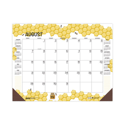 Academic Year Recycled Honeycomb Desk Pad Calendar, 22 X 17, White/multicolor Sheets, 12-month (aug To July): 2025 To 2026