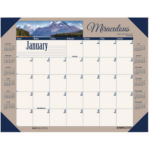 Earthscapes Recycled Monthly Desk Pad Calendar, Motivational Photos, 22 X 17, Blue Binding/corners, 12-month (jan-dec): 2026