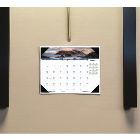 Earthscapes Recycled Monthly Desk Pad Calendar, Coastlines Photos, 22 X 17, Black Binding/corners,12-month (jan-dec): 2026