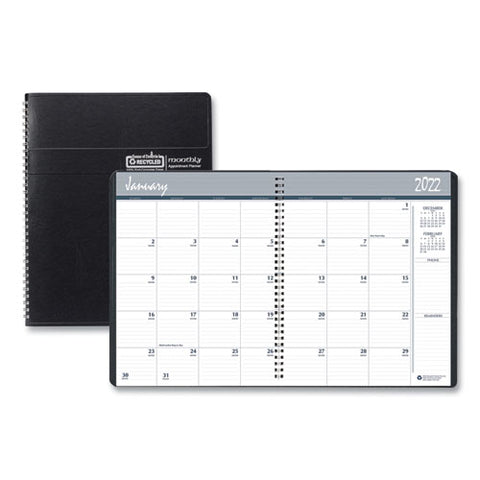 14-month Recycled Ruled Monthly Planner, 11 X 8.5, Black Cover, 14-month: Dec 2025 To Jan 2027