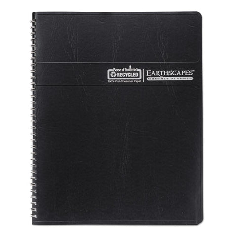 Earthscapes Recycled Ruled Monthly Planner, Landscapes Color Photos, 11 X 8.5, Black Cover, 14-month: Dec 2025 To Jan 2027