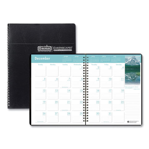 Earthscapes Recycled Ruled Monthly Planner, Landscapes Color Photos, 11 X 8.5, Black Cover, 14-month: Dec 2025 To Jan 2027