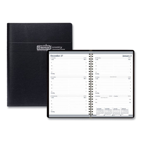 Recycled Weekly Appointment Book, 8 X 5, Black Cover, 12-month (jan To Dec): 2026
