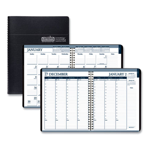 Recycled Wirebound Weekly/monthly Planner, 11 X 8.5, Black Cover, 12-month (jan To Dec): 2026