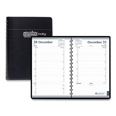 Memo Size Daily Appointment Book With 15-minute Schedule, 8 X 5, Black Cover, 12-month (jan To Dec): 2026