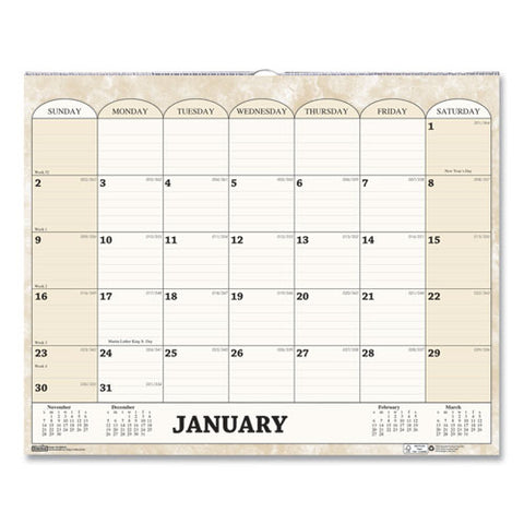 Recycled Monthly Horizontal Wall Calendar, Marble Stone Artwork, 14.88 X 12, White/sand Sheets, 12-month (jan To Dec): 2026