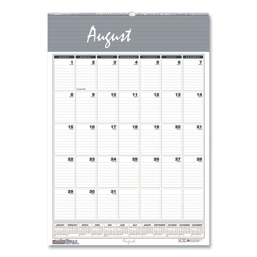 Academic Year Bar Harbor Recycled Wirebound Monthly Wall Calendar, 15.5 X 22, White/blue Sheets, 12-month(aug-july):2025-2026