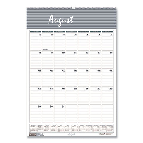 Academic Year Bar Harbor Recycled Wirebound Monthly Wall Calendar, 15.5 X 22, White/blue Sheets, 12-month(aug-july):2025-2026