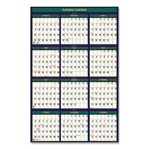 Four Season Erasable Business/academic Recycled Wall Calendar, 24 X 37, 12-month(july-june):2024-2025, 12-month(jan-dec):2025
