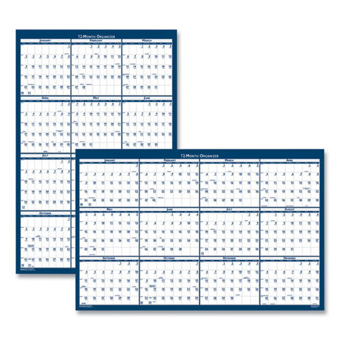 Recycled Poster Style Reversible/erasable Yearly Wall Calendar, 18 X 24, White/blue/gray Sheets, 12-month (jan To Dec): 2026