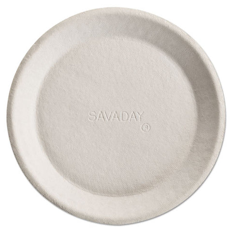 Savaday Molded Fiber Plates, 10" Dia, Cream, 500/carton