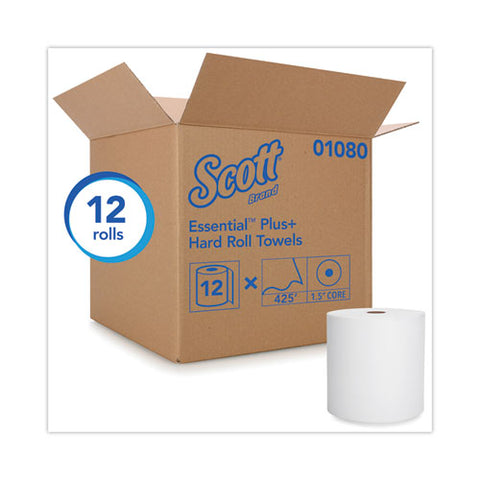 Universal Hard Roll Paper Towels With Premium Absorbency Pockets, 1-ply, 8" X 425 Ft, 1.5" Core, White, 12 Rolls/carton